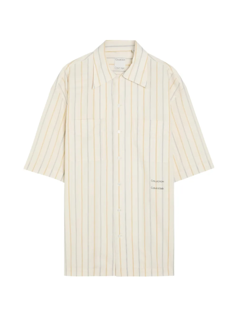 CALVIN KLEIN COLLECTION vertical-stripe short-sleeve shirt - Nude