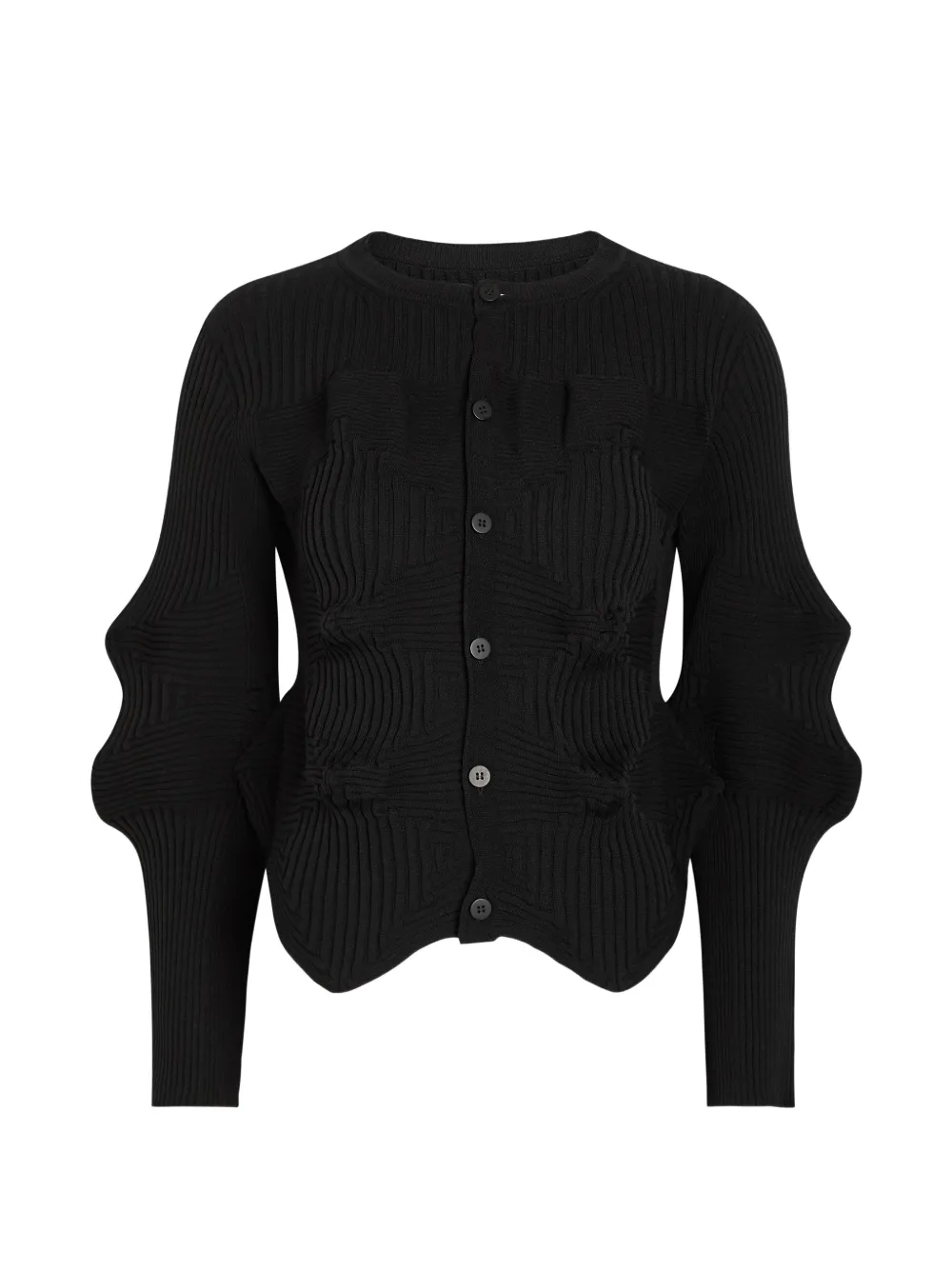 Issey Miyake Linkage button ridged cardigan - Nero