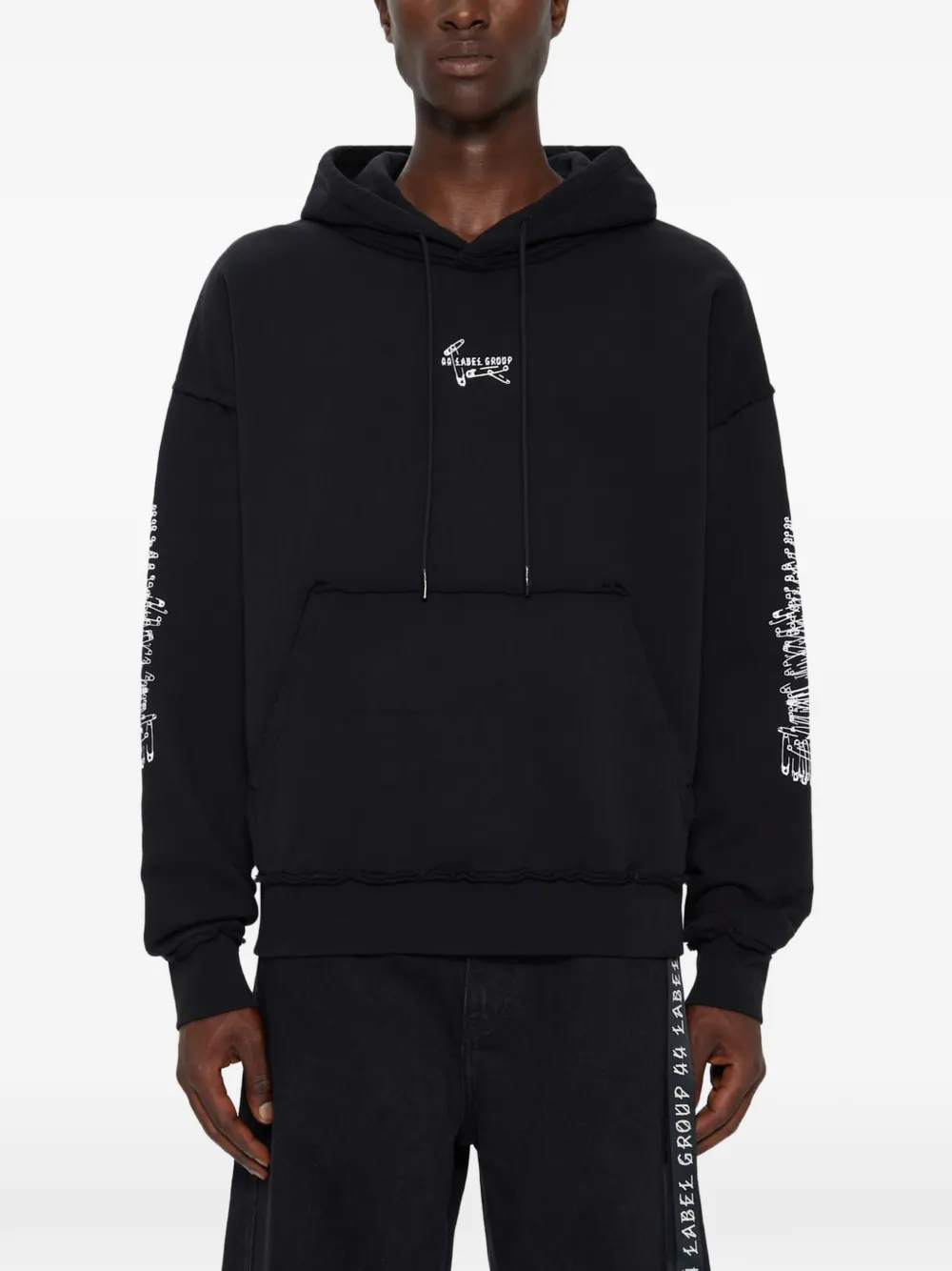 44 LABEL GROUP rear-print hoodie - Nero
