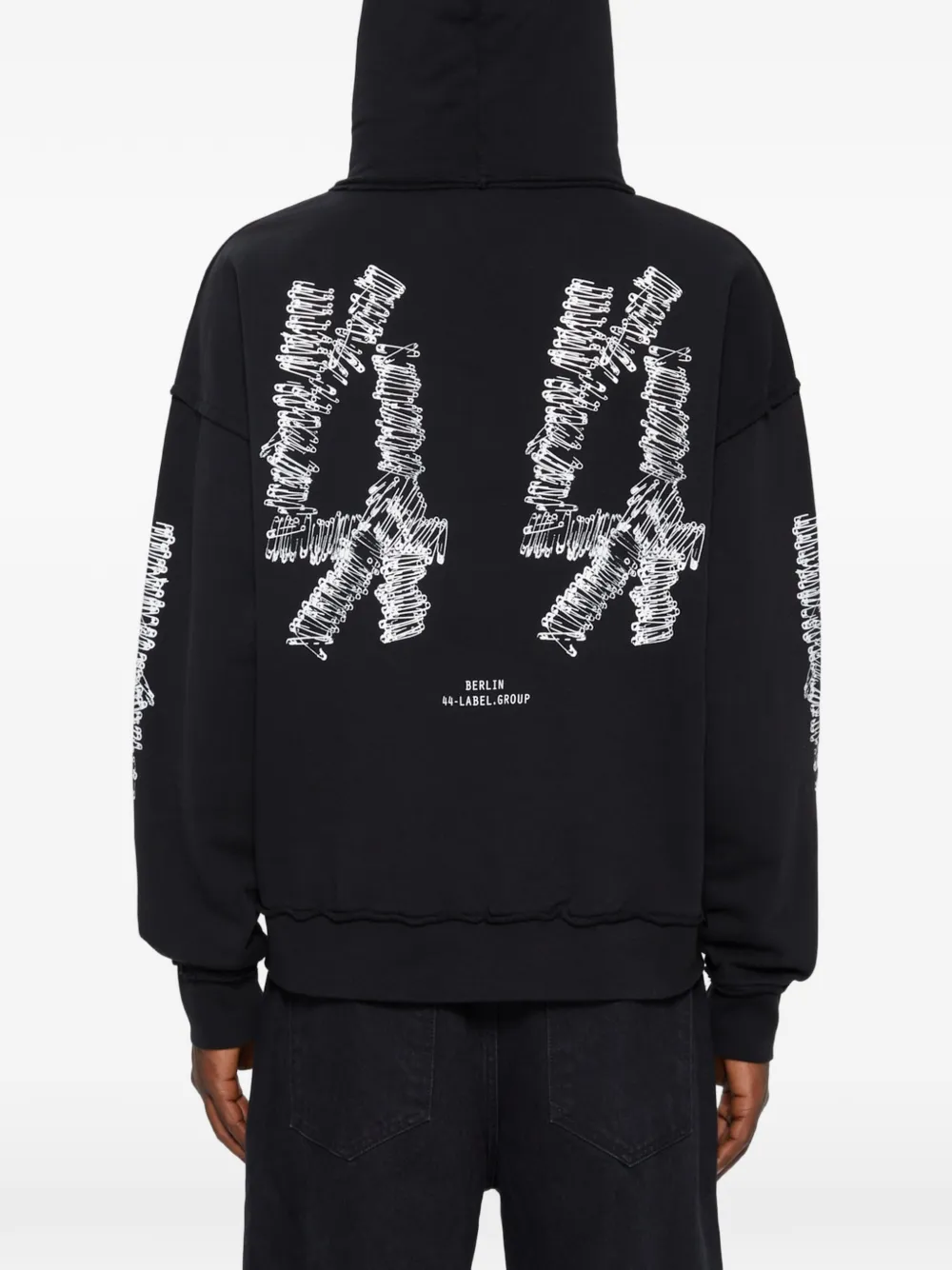 44 LABEL GROUP Hoodie met print aan de achterkant Zwart