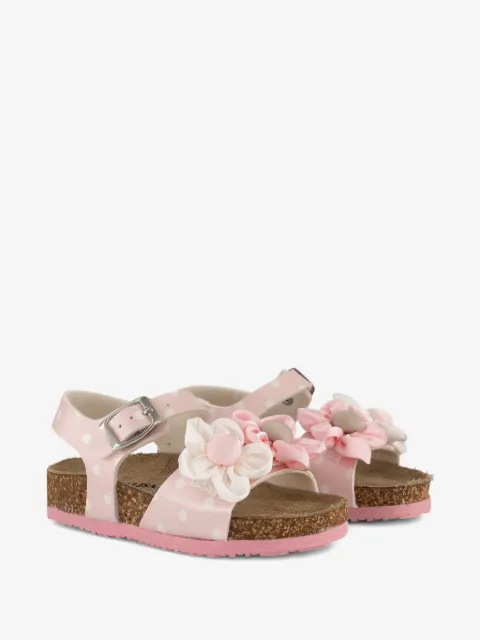 Monnalisa Daisy flower polka-dot sandals