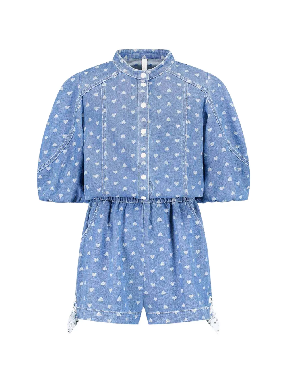 Zimmermann Kids' Awaken Heart-print Puffed Playsuit In Blue