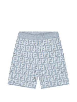Fendi Kids FF logo-pattern Jacquard Shorts | ブルー | FARFETCH JP