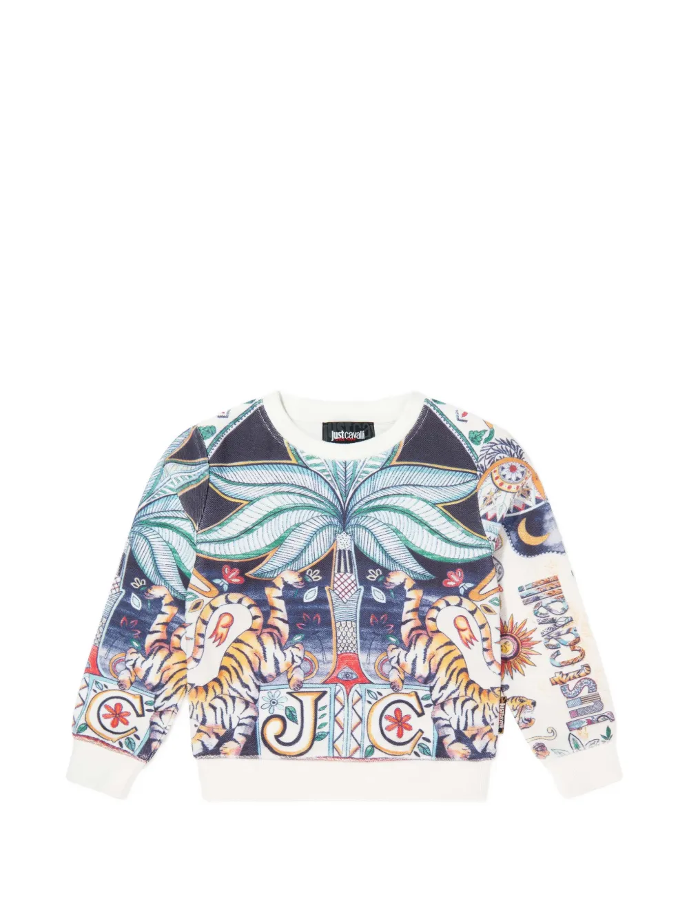 Just Cavalli printed long-sleeve sweatshirt - Bianco