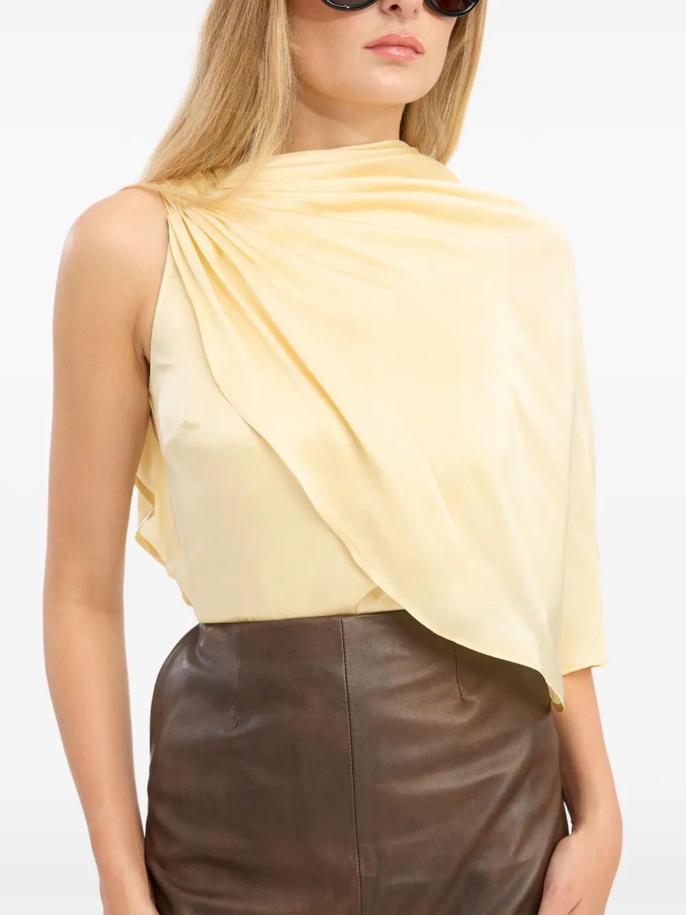 ROTATE BIRGER CHRISTENSEN Chiffon top met cape Geel