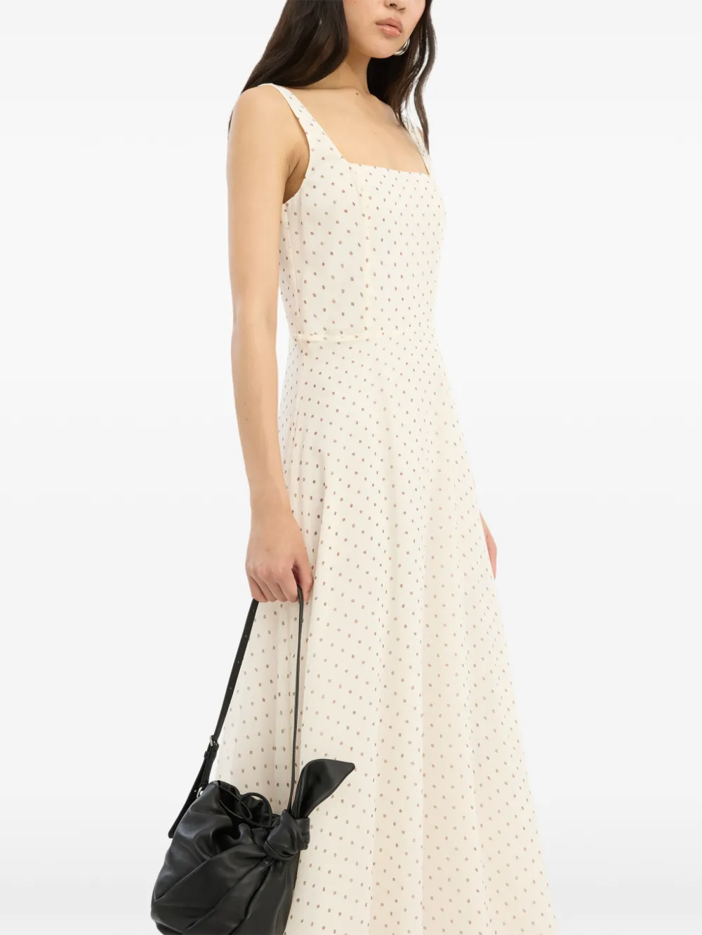 ROTATE BIRGER CHRISTENSEN Chiffon flared midi-jurk Beige