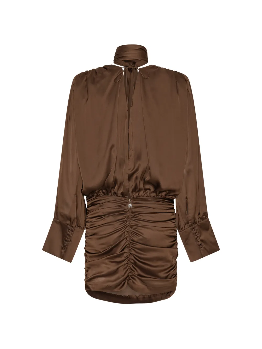 ROTATE BIRGER CHRISTENSEN Chiffon LS jurk met V-hals Bruin
