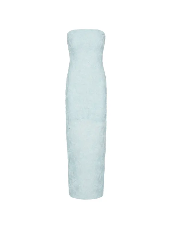 Rotate By Birger Christensen Floral Mesh Tube Maxi Dress - Blue