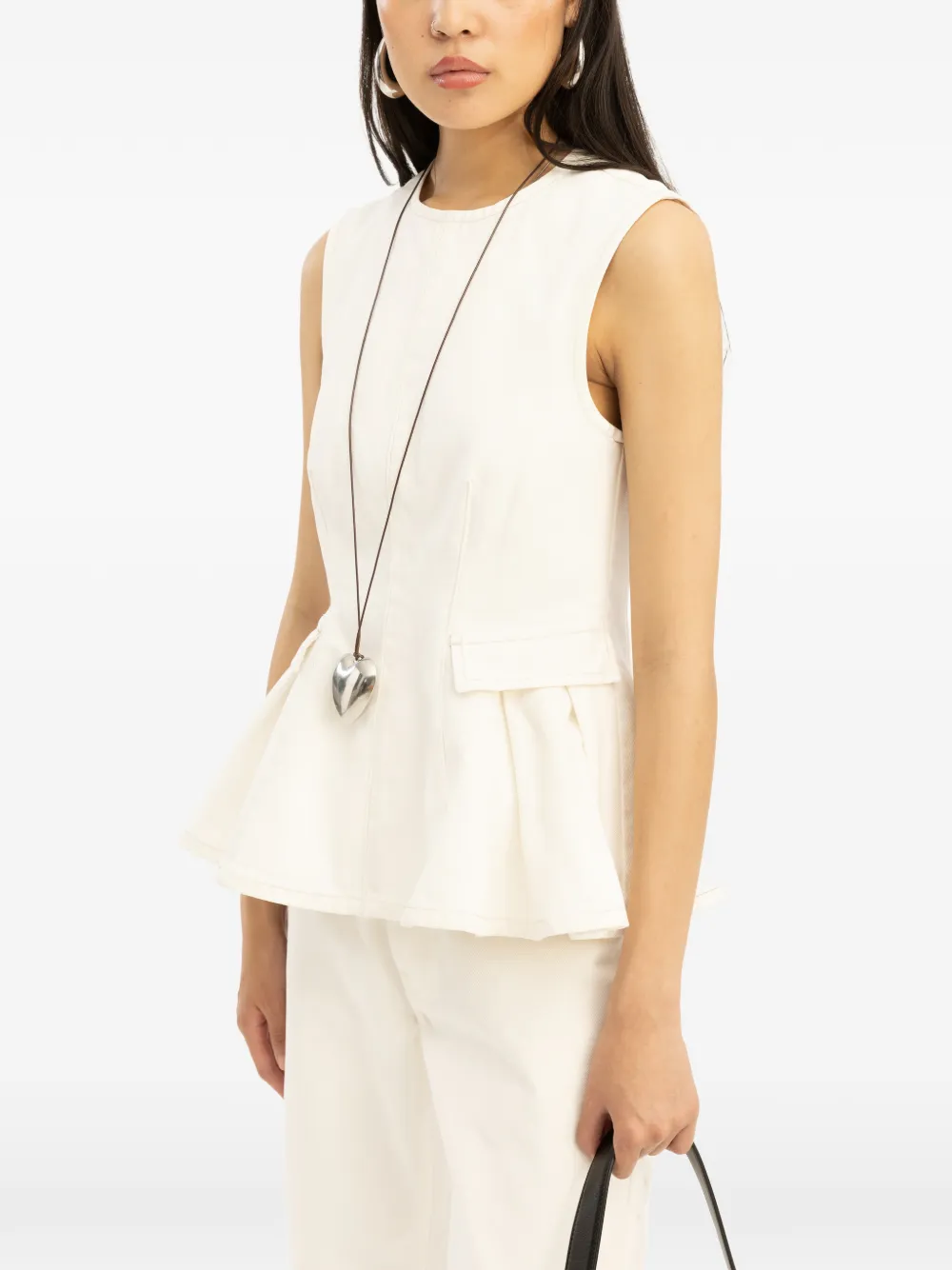 ROTATE BIRGER CHRISTENSEN Peplum denim top Beige