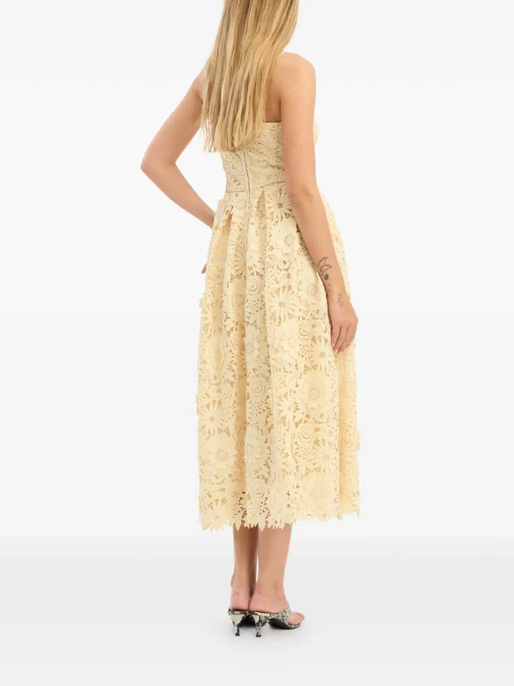  Rotate Birger Christensen Lace Midi Dress - Yellow 