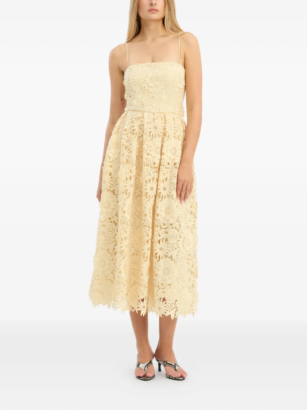  Rotate Birger Christensen Lace Midi Dress - Yellow 