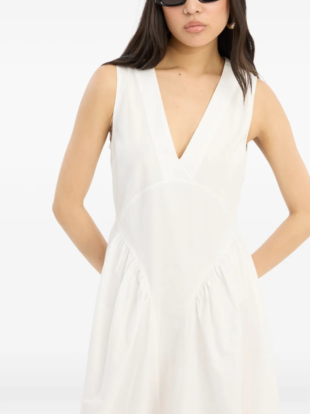 ROTATE BIRGER CHRISTENSEN Midi-jurk met V-hals Wit