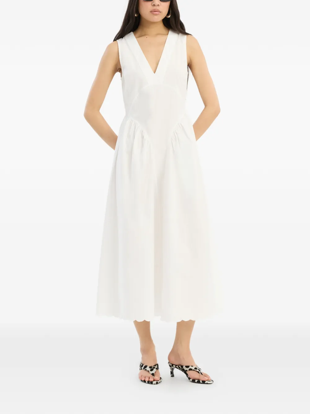 ROTATE BIRGER CHRISTENSEN Midi-jurk met V-hals Wit