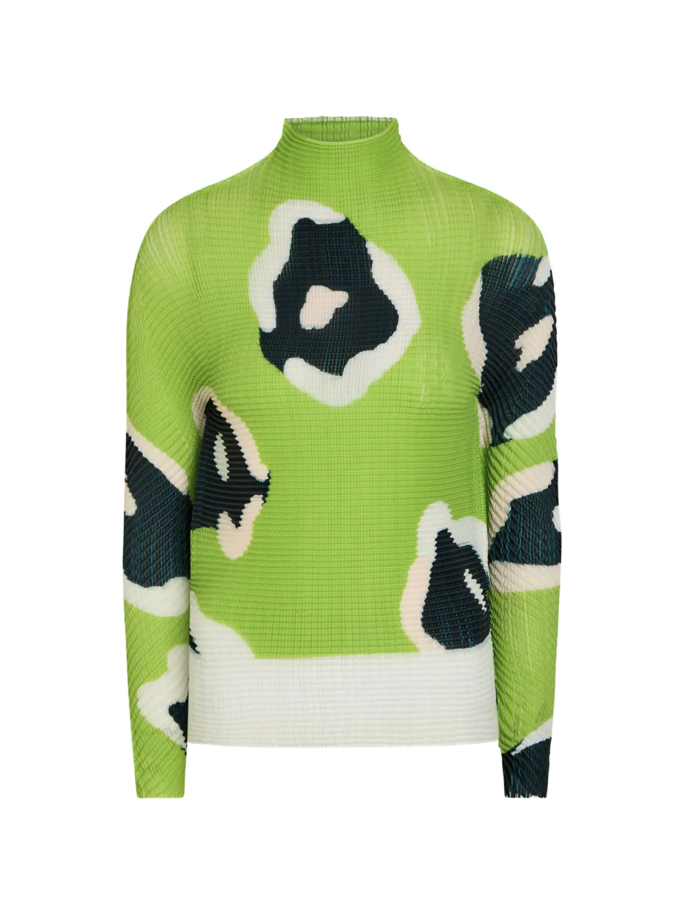Issey Miyake Verve abstract print pleated top - Verde