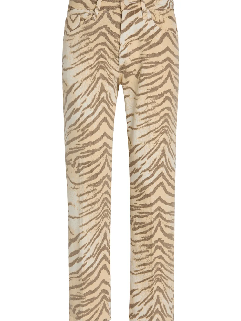  Good American Tiger-print Denim Trousers - Neutrals 