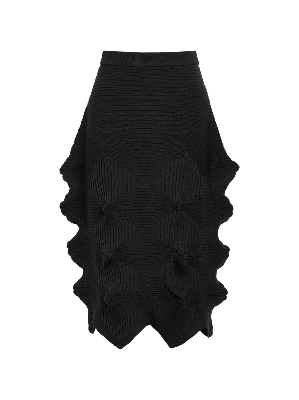 Issey Miyake Linkage ribbed jagged skirt - Nero