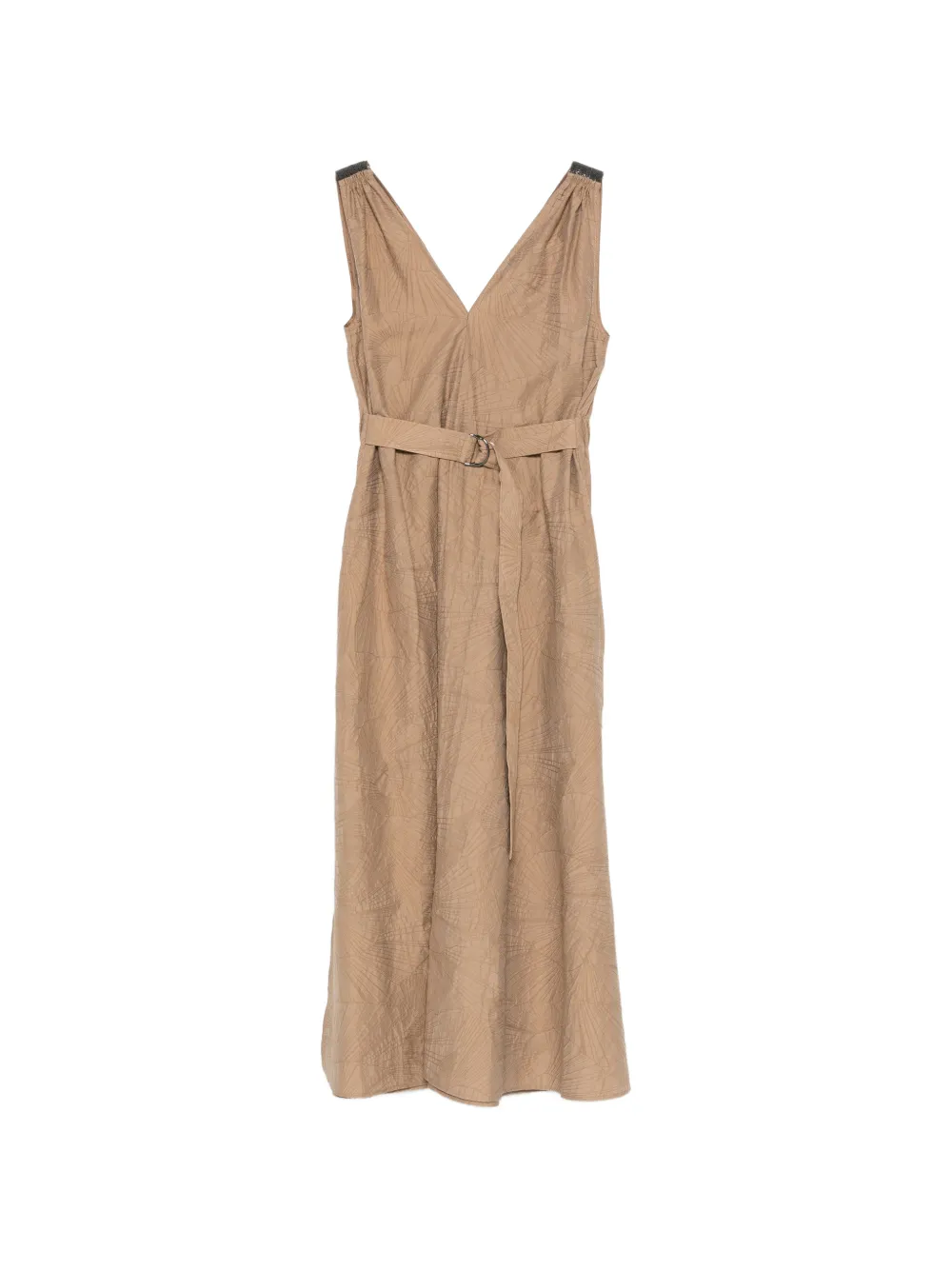Brunello Cucinelli V-neck belted midi dress - Marrone