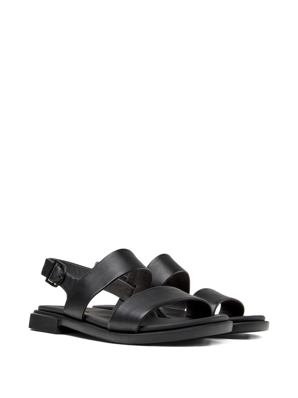 Camper Edy platte leren sandalen Zwart