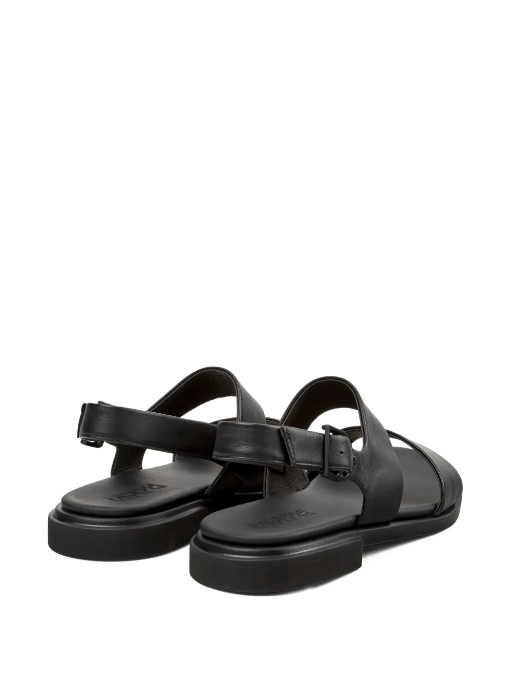 Camper Edy platte leren sandalen Zwart