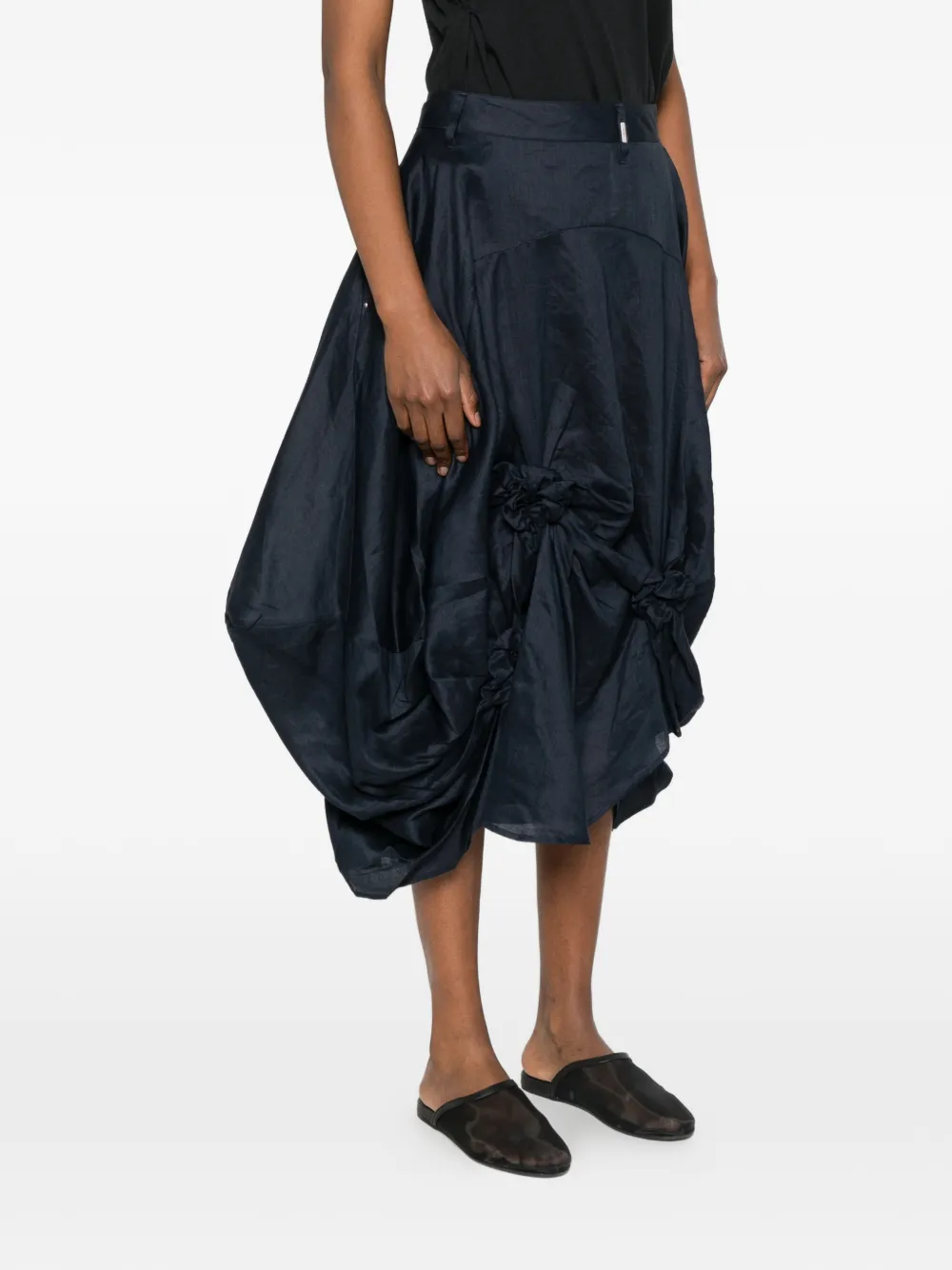  High Zip-up Midi Skirt - Blue 