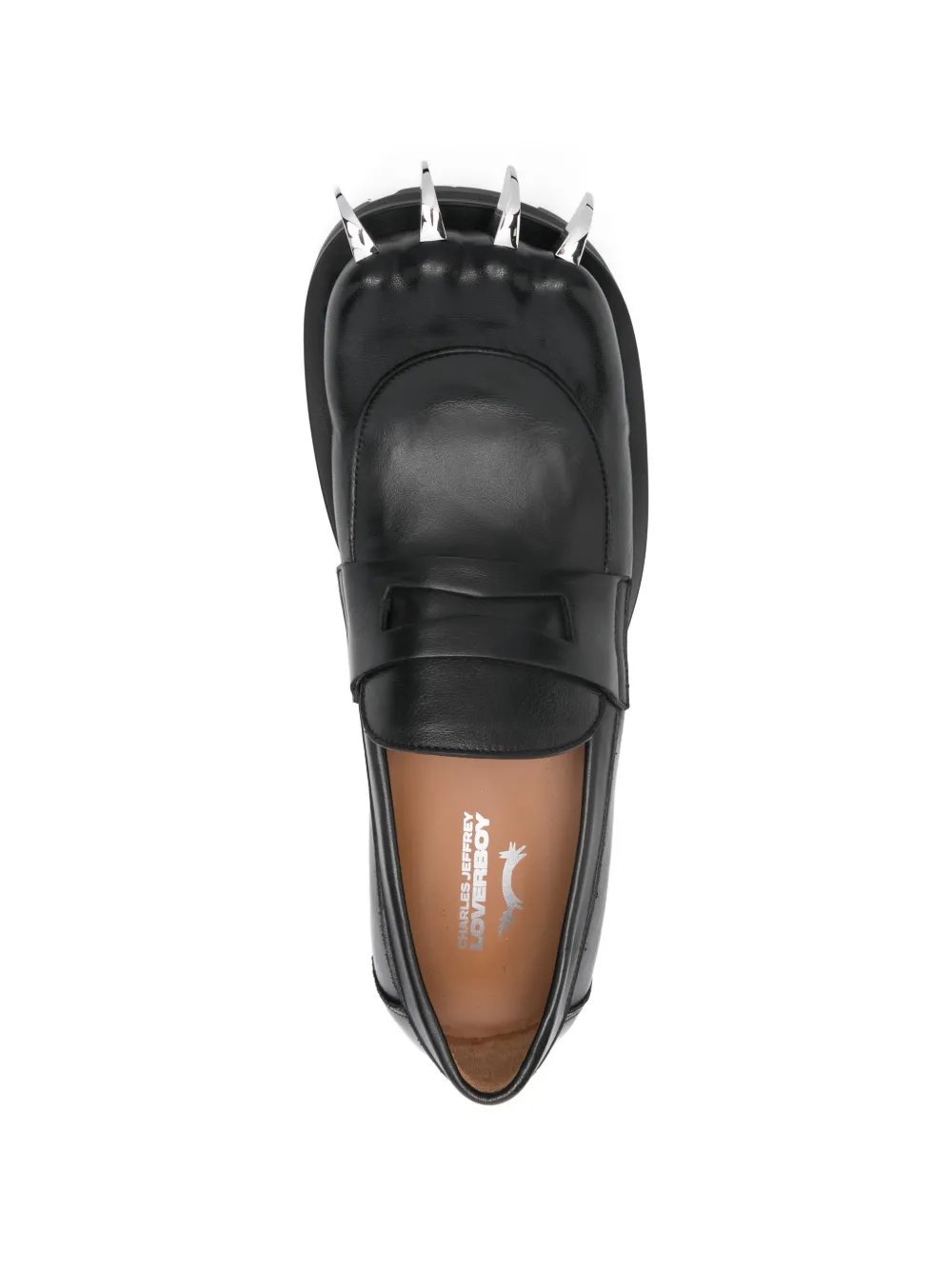 Charles Jeffrey Loverboy Leren loafers met klauwdetail Zwart