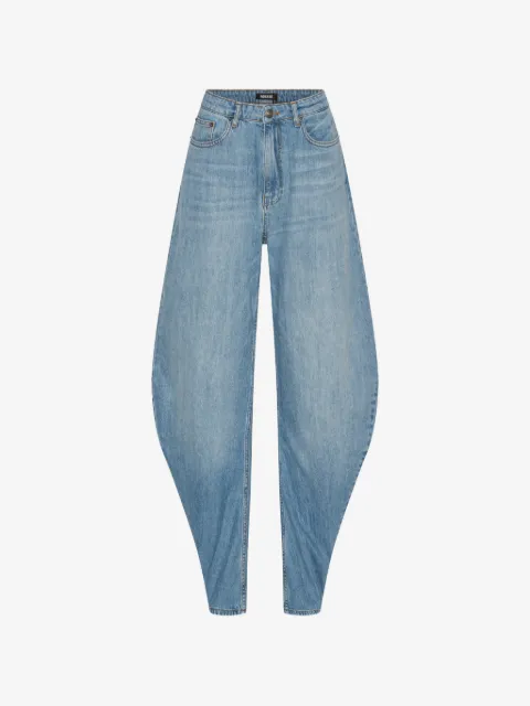 ROTATE BIRGER CHRISTENSEN draped barrel leg jeans light blue denim
