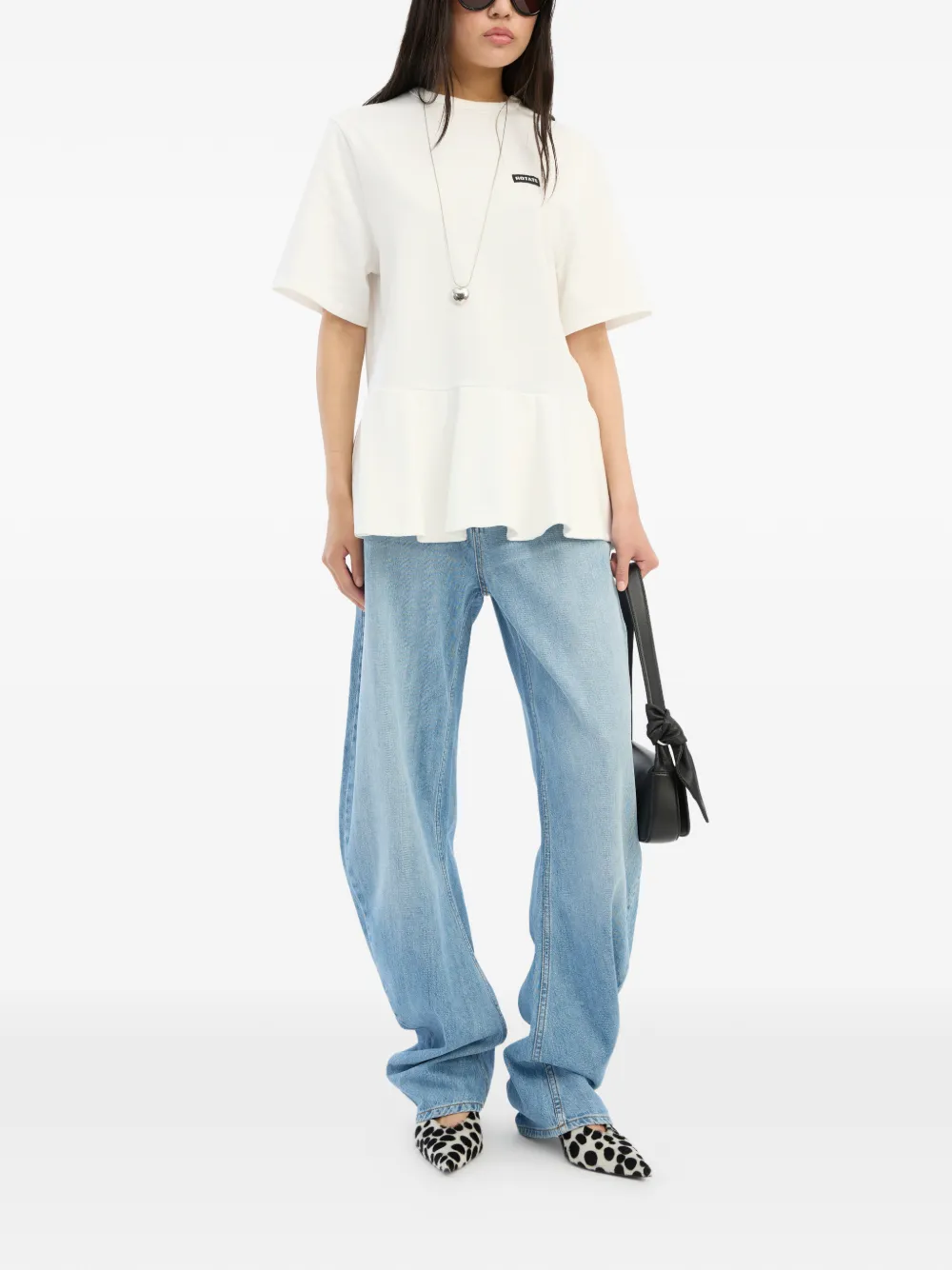 ROTATE BIRGER CHRISTENSEN Gedrapeerde denim jeans me barrel-pijpen Blauw