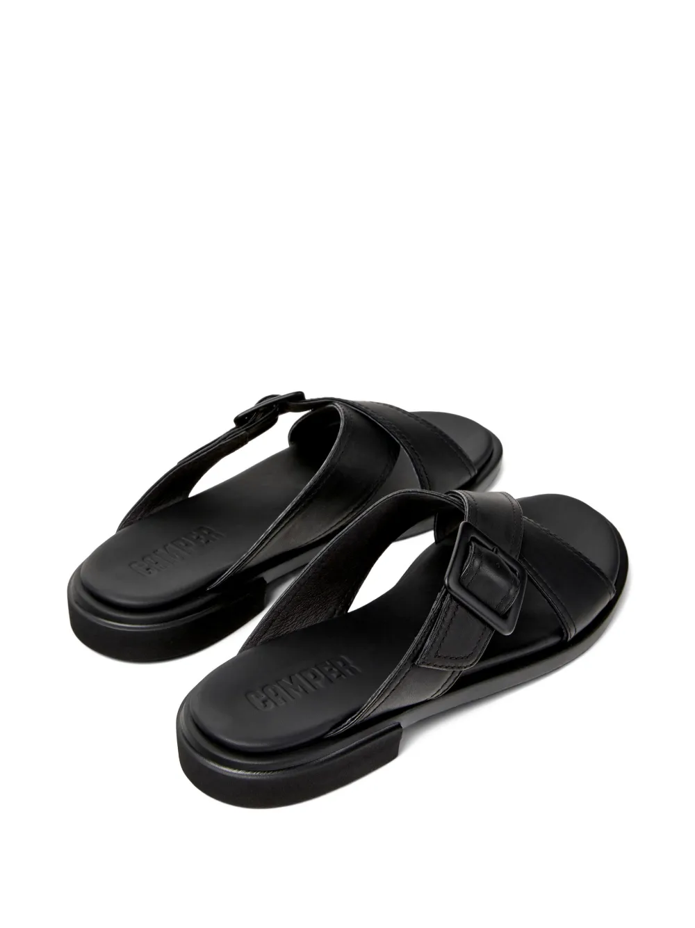 Camper Edy platte sandalen met gesp Zwart