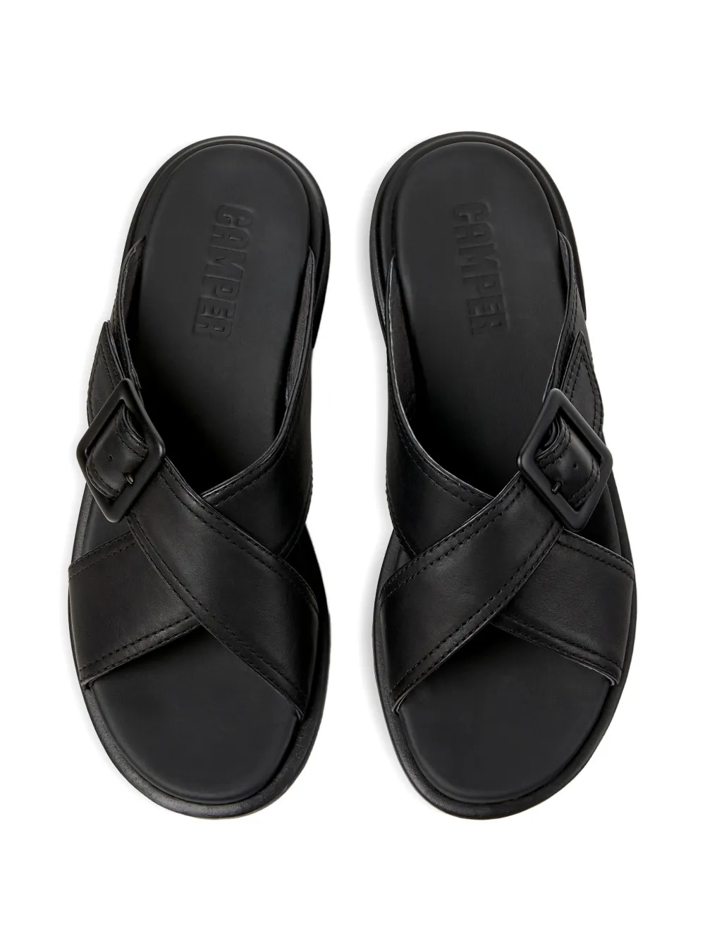Camper Edy platte sandalen met gesp Zwart