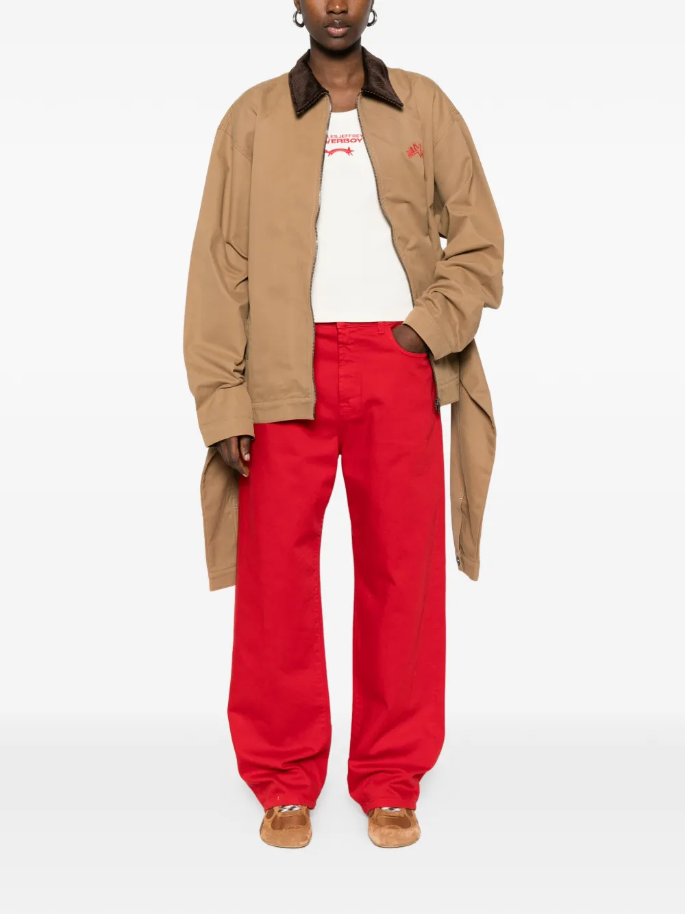 Charles Jeffrey Loverboy Jack met ribfluwelen kraag Beige