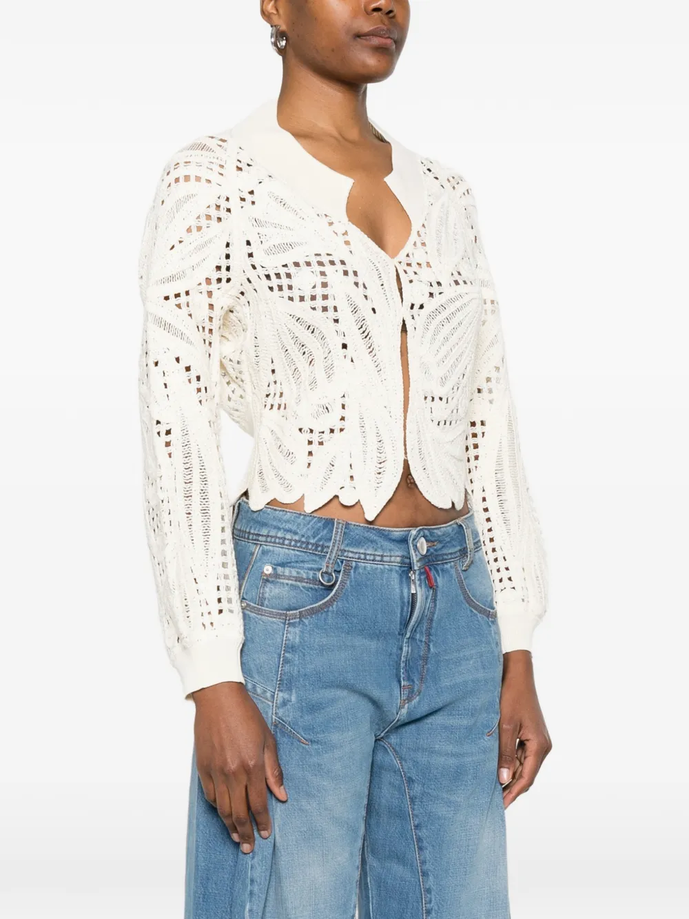 Open-Work Scalloped Cardigan