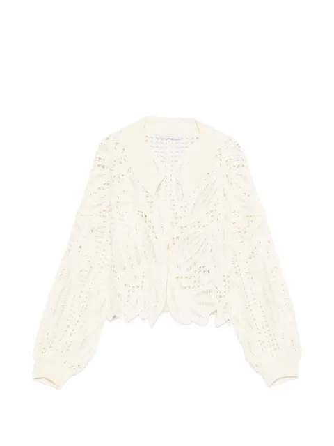 High open-work scalloped cardigan