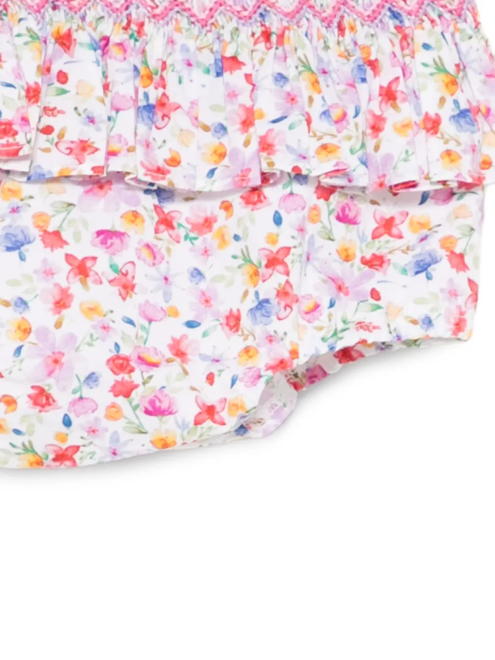 Siola Broek met bloemenprint en ruches Wit