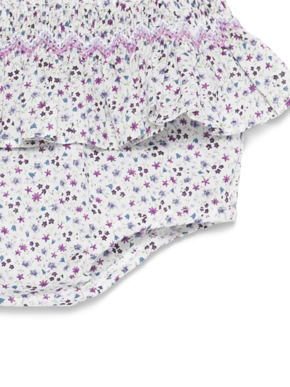 Siola Broek met bloemenprint en ruches Wit