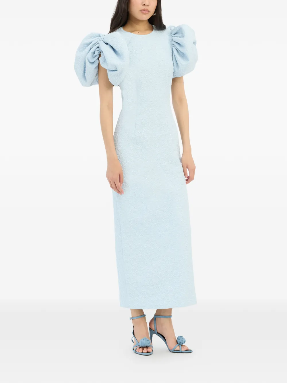 ROTATE BIRGER CHRISTENSEN Midi-jurk met pofmouwen Blauw