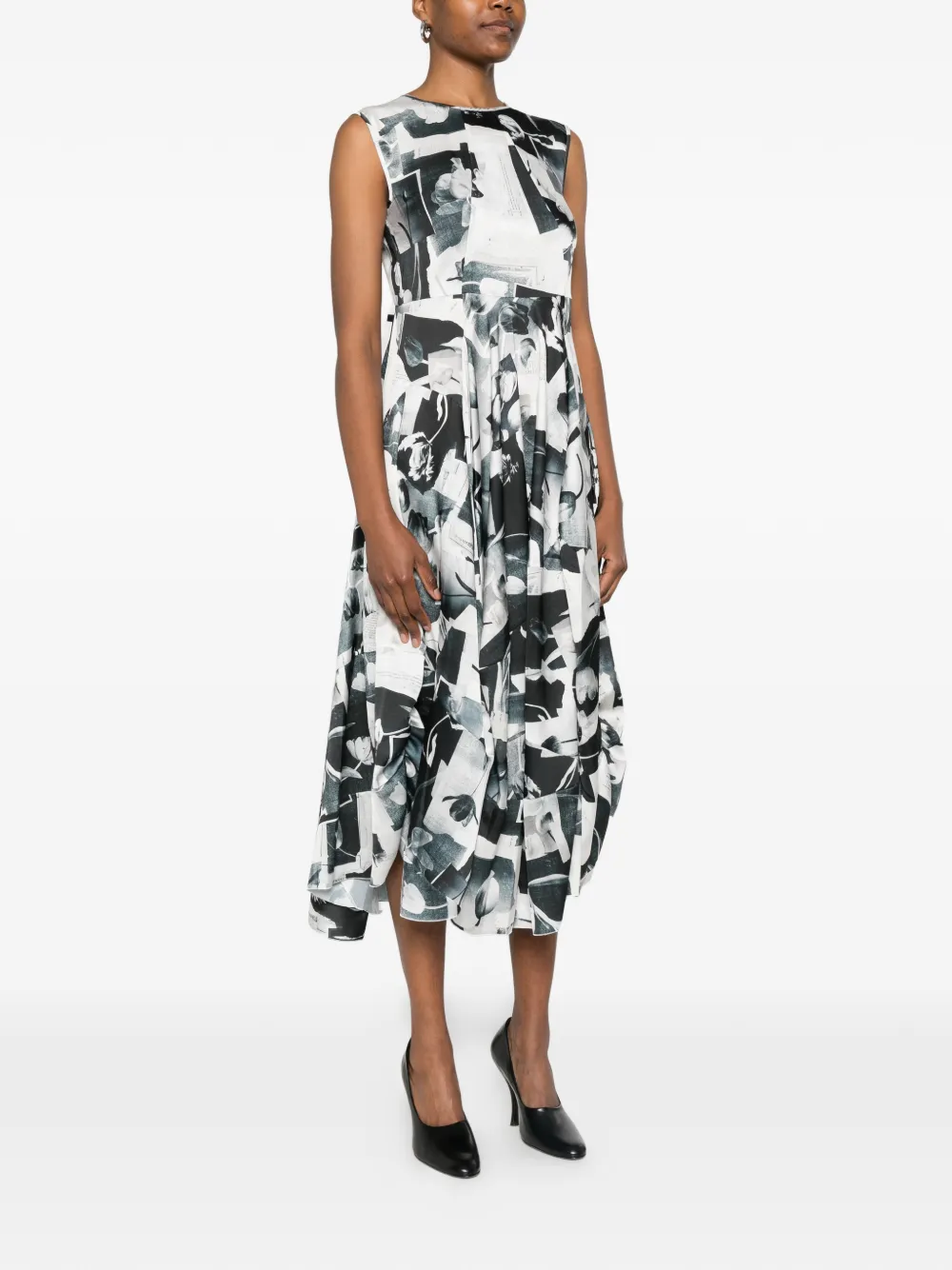  High Sparky Print Midi Dress - White 