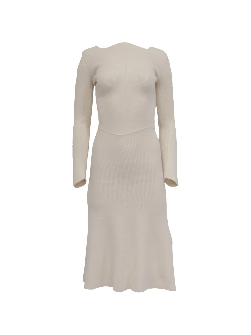 Victoria Beckham ribbed-knit long-sleeve midi dress - Toni neutri