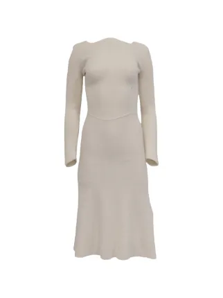 Victoria Beckham ribbed-knit long-sleeve Midi Dress | Neutrals | FARFETCH BH