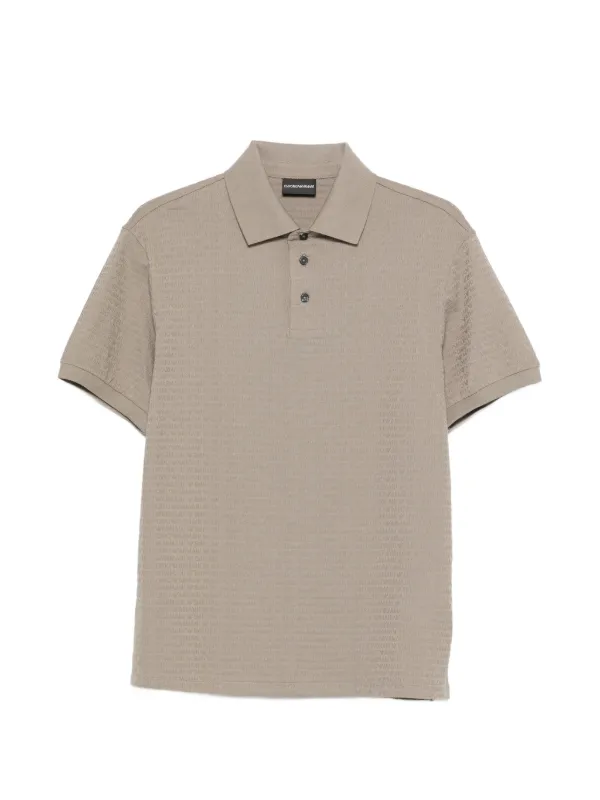 Emporio Armani Embossed Polo Shirt in Neutrals