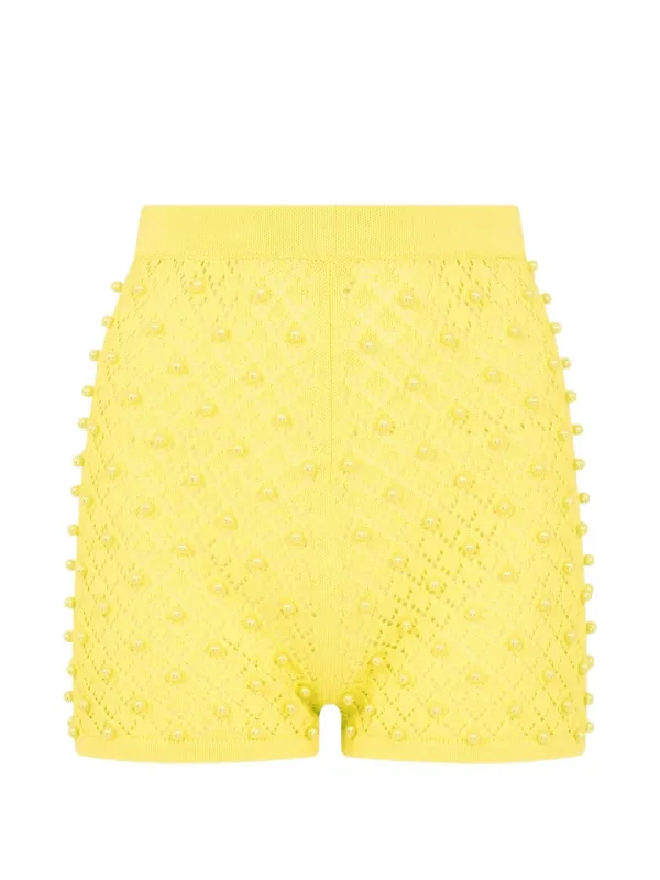 David Koma Bead Embellished Shorts in Yellow