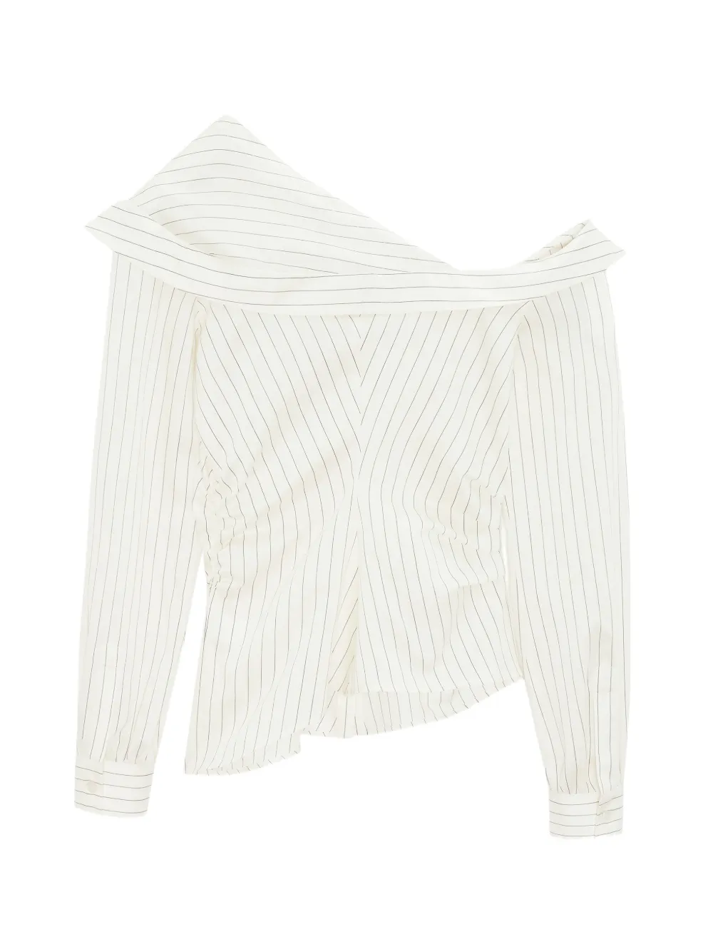 OCCLEUS Myla gestreepte off-shoulder blouse Beige