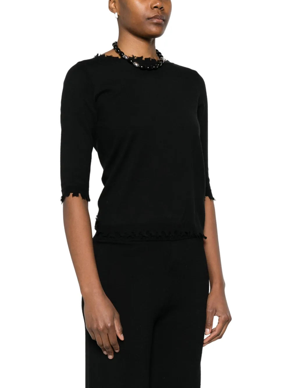  Philo-sofie Frayed Short-sleeved Sweater - Black 