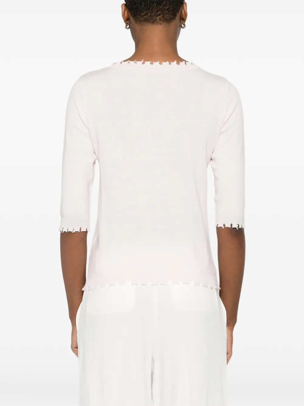 Scalloped Short-Sleeve Sweater