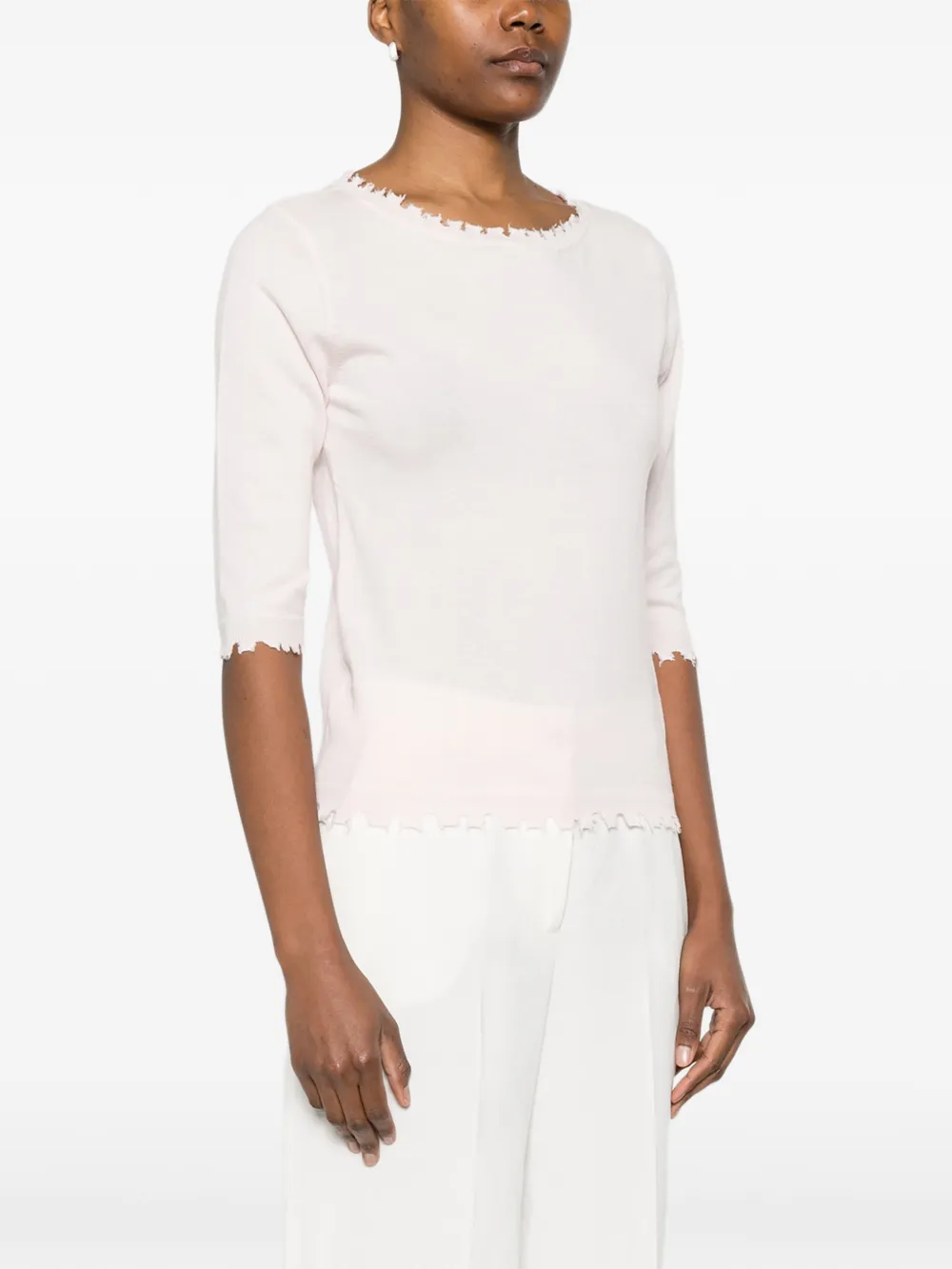 Scalloped Short-Sleeve Sweater
