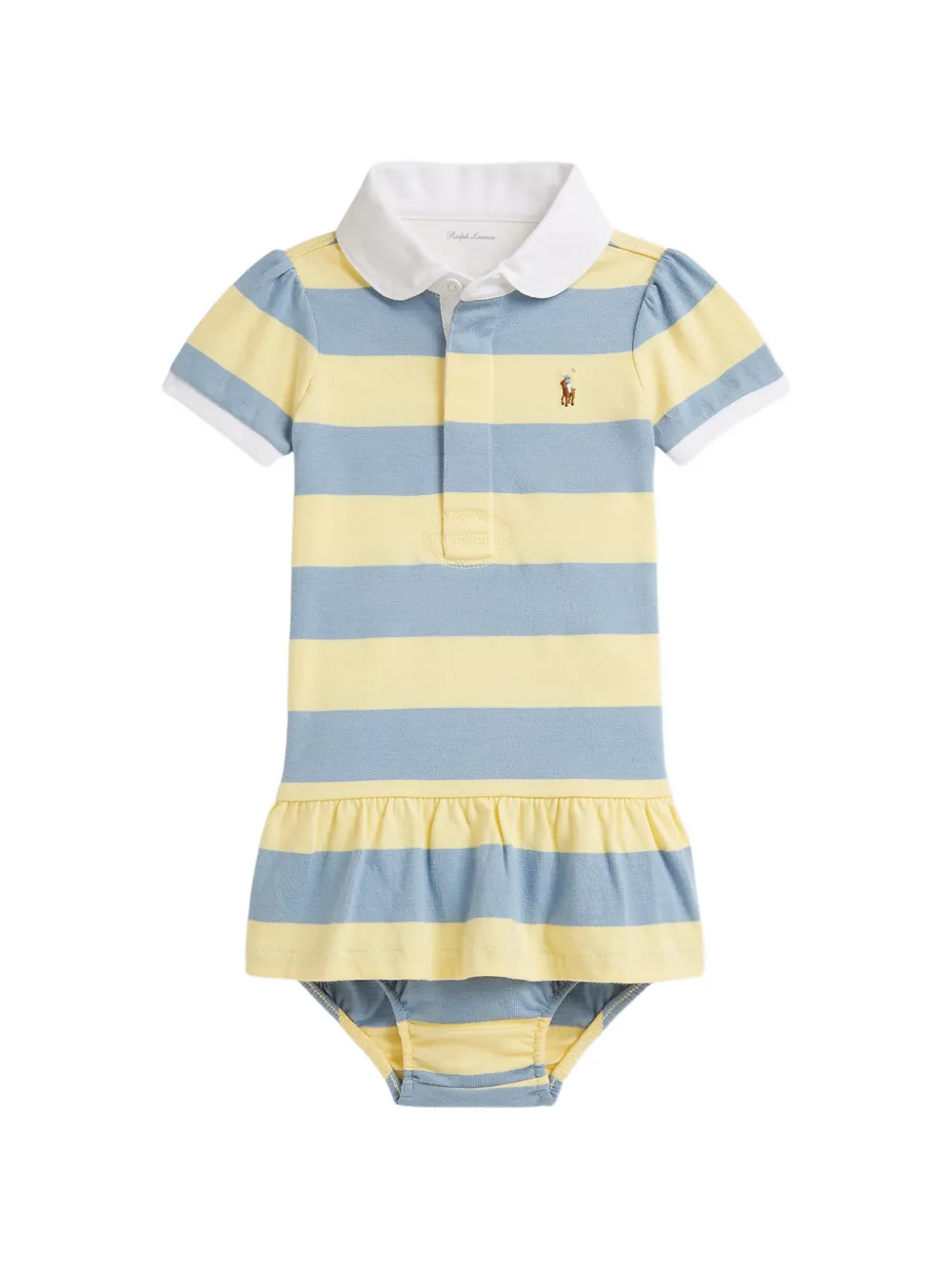 POLO RALPH LAUREN KIDS striped ruffled dress - Blu