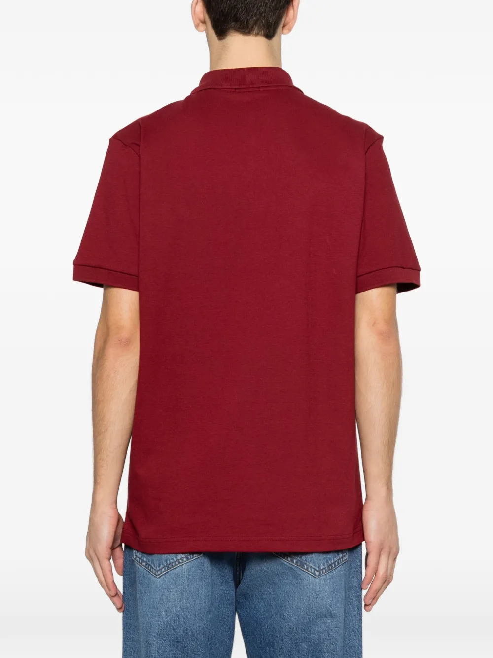 BOSS Stretch-katoenen slim-fit poloshirt met logo-patch Rood