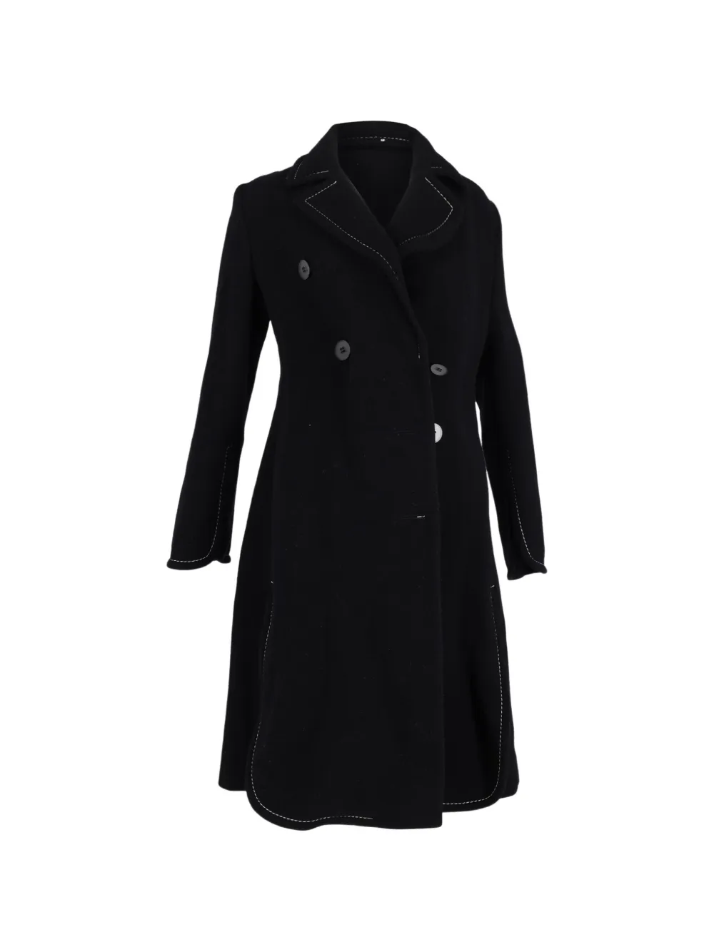 Max Mara visible-stitch double-breasted coat - Nero