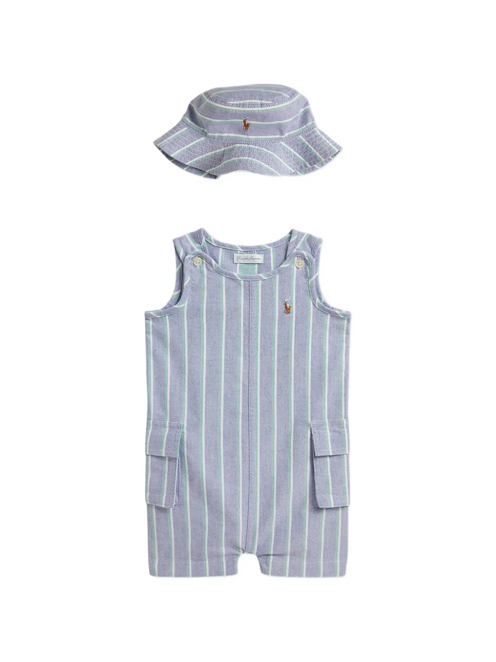 POLO RALPH LAUREN KIDS striped pocket romper set (set of two) - Blu