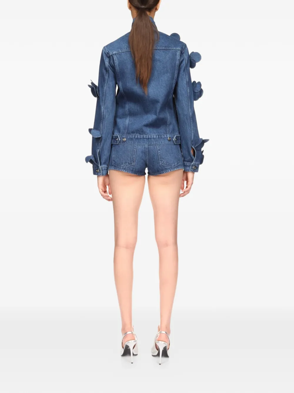 David Koma 3D Flower denim mini-shorts Blauw