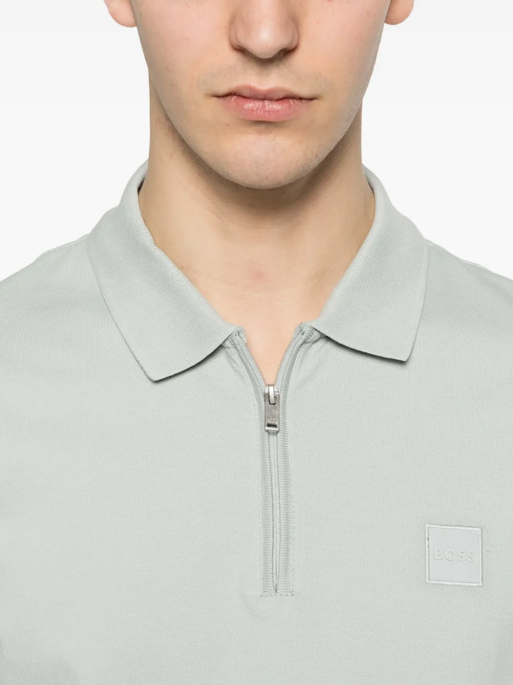 BOSS Stretch-katoenen slim-fit poloshirt met logo-patch Grijs